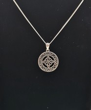 925 Sterling Silver Celtic Cross Shield Pendant Necklace 18" Silver Chain Boxed
