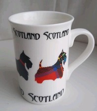 Scottish Terrier Dog China Mug Cup Tea Coffee Scottie Black Tartan