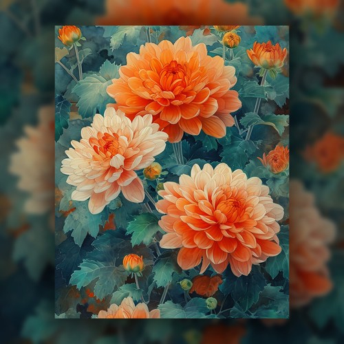 Chrysanthemums painting - chrysanthemums,