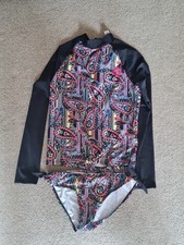 Storm By Monsoon Girls Swimsuit Set Rash Vest Bottoms Floral Size 15 Years NWT