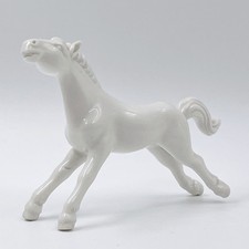 VINTAGE MINIATURE WHITE PORCELAIN RUNNING HORSE FIGURINE - VGC