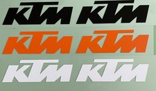 TWO KTM MOTORBIKE STICKERS DECALS. CHOOSE SIZE AND COLOUR. Postage inc.
