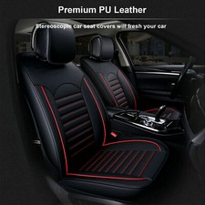Black Full Set Car Seat Covers Deluxe Universal Protector Pu Leather Seat Covers