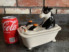 VINTAGE EARLY NOVELTY CARLTON WARE FRIESIAN COW IN BATH BUTTER/CHEESE DISH(RARE)