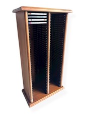 Vintage Solid Pine Wood CD Storage Tower | Holds 80Discs | 2-Column Freestanding
