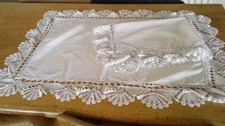 PAIR OF ANTIQUE PURE COTTON DECORATIVE  PILLOWCASES - HAND CROCHET LACE BORDER