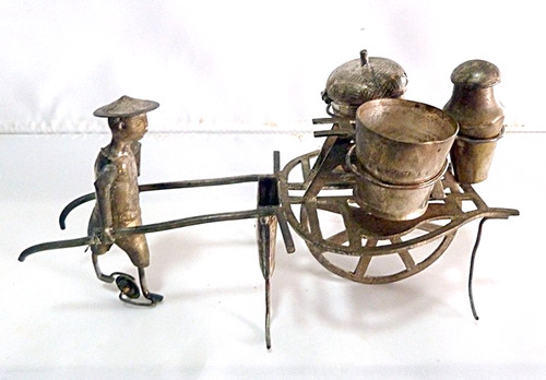 Vintage silverplate rickshaw - vintage,