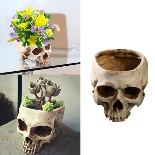 Resin skull flower pot human - resin,