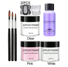 28 PCS PROFESSIONAL ACRYLIC NAIL KIT WITH ACRYLIC POWDER & MONOMER LIQUID SET