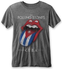 Rolling Stones 'Havana Cuba' (Grey) Burnout T-Shirt NEW OFFICIAL