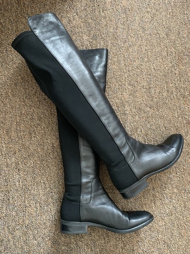 Clarks bkack leather over the - leather,