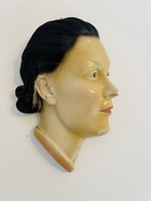 1940s Chalkware Wall Plaque Woman’s Head Vintage Plaster Face Mask