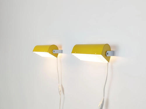 Pair yellow 1970s wall - of,