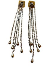VINTAGE WHITE METAL EARRINGS