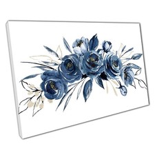 Navy Blue Floral Rose Wreath