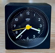 Vtg Classic Black BRAUN Germany Analog Quartz Travel Alarm Clock 4746 AB1 Works