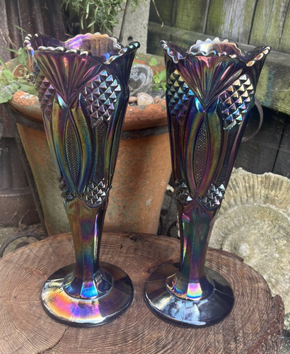 Carnival glass vases antique - carnival,