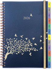 2026 Diary A5 Week to View, Annual Monthly & Weekly Planner with Tabs & Pocket, 