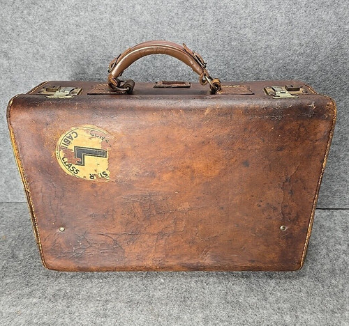 Antique leather suitcase - antique,