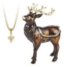 Secrets by Hidden Treasures Stag Trinket Box  with Necklace