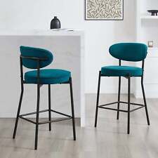 Dusk Mia Teal Matte Velvet Set of 2 Barstools RRP £189