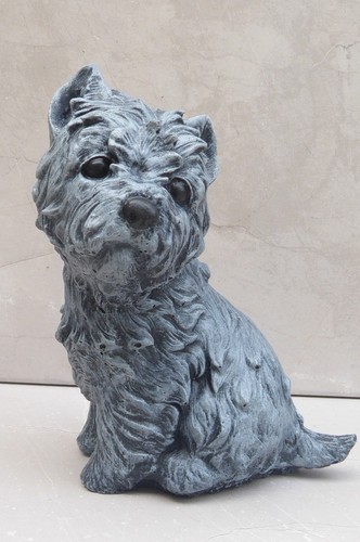 Cute cast stone sitting westie - cast,