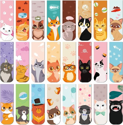 48x magnetic cat bookmarks - magnetic,