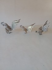 Silver Metal " Fighting Cocks x 3" Ornament For indoor or outdoor decoration.