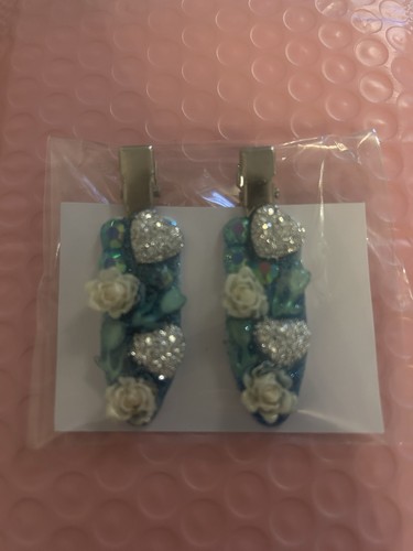 Girls blue glitter floral - glitter,