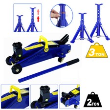 2 Tonne Trolley Jack & 3 Tonne Axle Stands Quick Lift Hydraulic Jack Heavy Duty