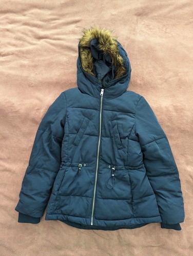 Navy blue hooded puffer - navy,
