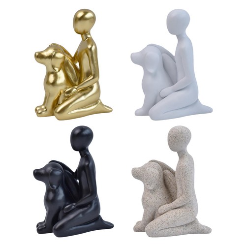 Man with dog statue shelf - dog,