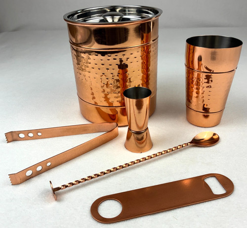 Hammered copper barware set - copper,