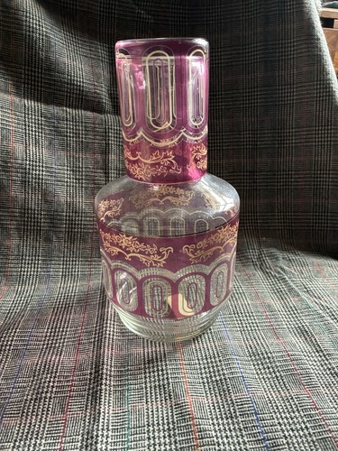 Vintage moroccan glass carafe - moroccan,
