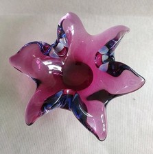 Vintage 1960/70's Murano Cranberry/Blue  Freeform  Sommerso Bowl