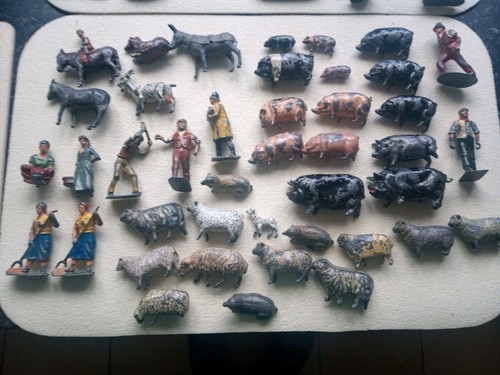 Vintage lead farm figures - lead,
