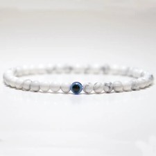 Stainless Steel Blue Evil Eye Bracelet Lucky Turkish Charm Chain Silver Jewelry
