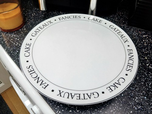 Swan script design cake stand - script,