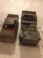 47 Tootsie Toys US ARMY Green JEEP Red Pickup Truck METAL VTG Chicago 24 Diecast