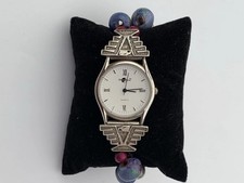 Native American 925 Sterling Silver Beaded Bracelet Ladies Silver Moon Watch.