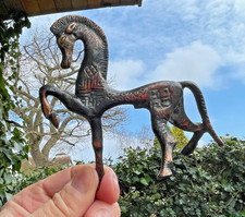 Vintage Cast Metal Stylised Horse Figurine Tribal Design 12cm