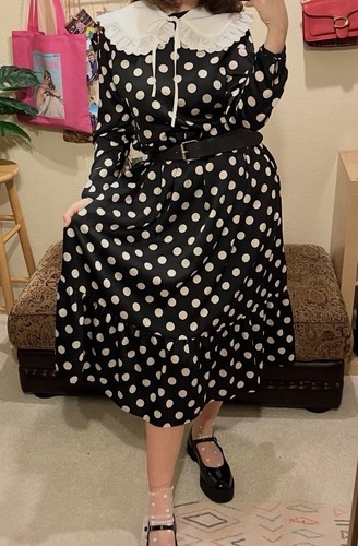 Black white polka dot - white,