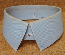 Vintage OBE collar STRIPED size 15.5 detachable blue white stiff starched TURNED