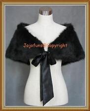BLACK Faux Fur Bridal Wedding Shrug/Bolero/Cape/Evening Wrap/Shawl/Tippet/Coat