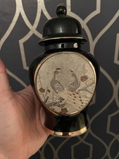 The Art Of Chokin Flower Vase 24k gold edged Black VGC Decorative Piece Japan