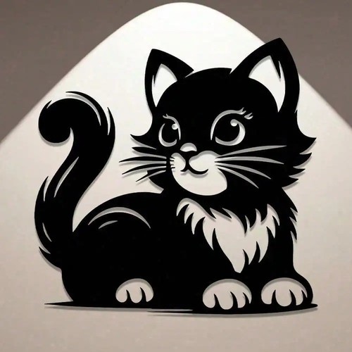 Metal cat wall decor - cat, flat