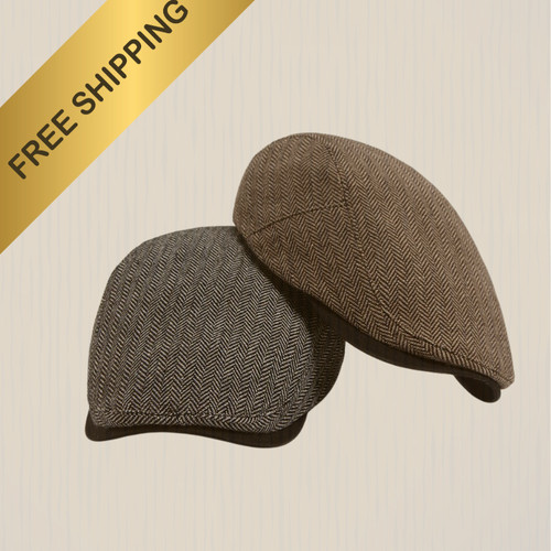 Tweed check flat cap - flat,