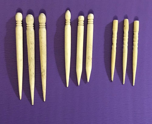 Nine vintage bone bodkins - vintage,