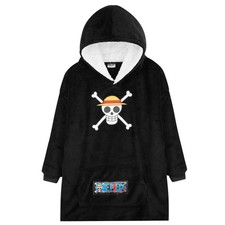 One Piece Kids Fleece Blanket Hoodie Poncho Nightwear Loungewear Kangaroo Pocket