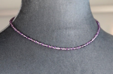 AMETHYST 3MM ROUNDS NECKLACE  ~ 925 STERLING SILVER 17" IN LENGTH